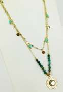 Contemporary French Double Chain Turquoise Necklace