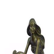 Nude Sexy Mermaid Bronze Marble Base Figurine Mythical Art Decor