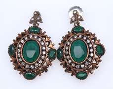 Stylish Green & White Dangle Earrings