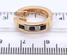 Sparkling Yellow Gold Sapphire and Diamond Huggie Earrings