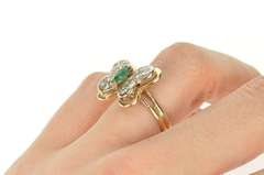 14K Yellow Gold 0.80 Ctw Marquise Emerald Diamond Butterfly Ring