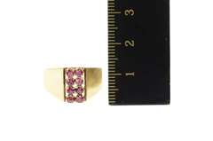 14K Yellow Gold Squared Ruby Cluster Graduated Statement Ring