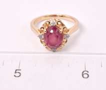 Fantastic 3.94CTS Ruby & 0.17CTW Diamond Ring in Gold Plated Sterling Silver