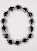 Delightful 120.51CTW Blue Sapphire Necklace & Bracelet with 2.83CTW Diamond Accents in Platinum Plated Sterling Silver