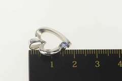 14K White Gold Diamond Tanzanite Accent Curvy Heart Love Pendant