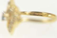 14K Yellow Gold Marquise Sapphire Diamond Wavy Bypass Ring
