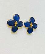 14kt Yellow Gold & Blue Sapphire Earrings