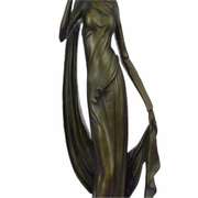 1920 Style Girl Holding a Mask Bronze Sculpture