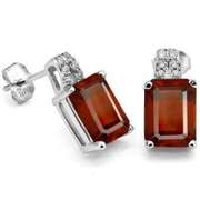 3 4/5 CARAT GARNET & CREATED DIAMOND 925 STERLING SILVER EARRINGS