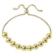 Yellow Gold Flashed Sterling Silver 8mm Bead Adjustable Bracelet