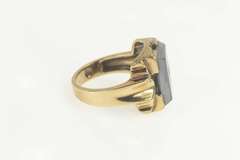 10K Yellow Gold 1930's Hematite Diamond Accent Ornate Ring