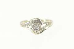 10K White Gold 0.20 Ctw Round Diamond Cluster Engagement Ring