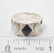 Black And Pink Diamond Shaped Sterling Silver Gemstone Ring