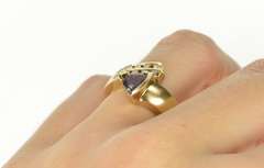 10K Yellow Gold 0.90 Ctw Trillion Amethyst Diamond Bypass Ring