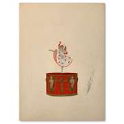 Erte (1892-1990), "Jouets, la boite a musique" Original Gauche Painting, Hand Signed with Letter of Authenticity.