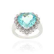 Sterling Silver ct. TGW Blue Topaz & CZ Heart Ring
