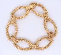 Attractive Oval Rope Spiral Link Chain Yellow Gold Bracelet