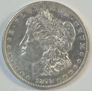 Brilliant Uncirculated 1878-CC Morgan Silver Dollar. Key date