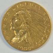 Flashy BU 1909 US $2.50 Indian Gold Piece. Nice