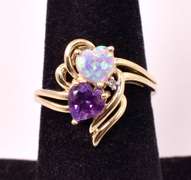Lovely Opal & Amethyst Ring in Gold