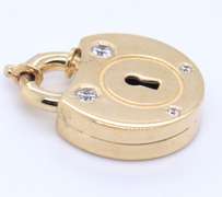 Gorgeous Yellow Gold CZ Key Lock Charm