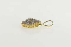 14K Yellow Gold Squared Tanzanite Floral Cluster Statement Pendant