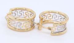 Fantastic Yellow Gold Greek Key Design Hoop Earrings