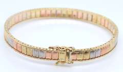 Powerful Tri Color Gold Link Bracelet