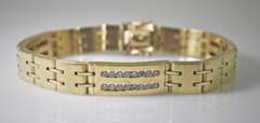 Contemporary Heavy 14K Man's Bracelet with Diamonds