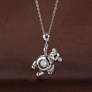 Cute Hanging Teddy Bear Dancing Stone Silver Pendant