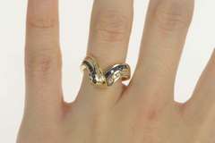 14K Yellow Gold 0.50 Ctw Diamond Sapphire Wave Twist Band Ring