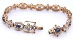 Sterling Silver Blue Sapphire and Diamond Bracelet