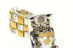18K White Gold Roberto Coin Two Tone Knot Woven Clip Earrings