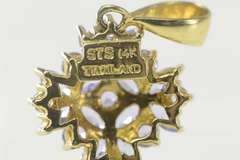 14K Yellow Gold Squared Tanzanite Floral Cluster Statement Pendant