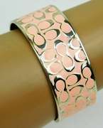 Coach Pink Enameled Cuff Bracelet