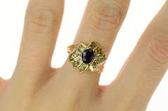 10K Yellow Gold Oval Sapphire Lime Quartz Statement Bypass Ring