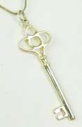 Large Sterling Silver Key Pendant & Chain