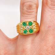18kt Gold, Emerald, & Diamond Ring