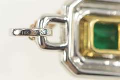 18K Yellow Gold 3.20 Ctw Very Fine Natural Emerald Diamond Necklace