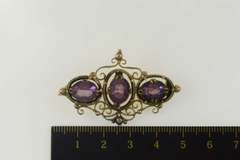 Gold Filled Victorian Sim. Amethyst Ornate Scroll Filigree Pin/Brooch