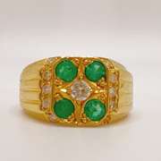 18kt Gold, Emerald, & Diamond Ring