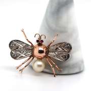Etched Dragonfly Lapel Pin 18k Mixed Gold