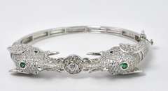 Sterling Silver Elephant Hinge Bangle