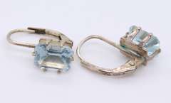 Vintage Sterling Silver Blue Topaz Dangle Earrings
