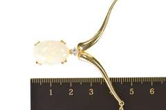 14K Yellow Gold Natural Opal Diamond Chevron Statement Necklace