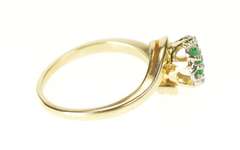 14K Yellow Gold Emerald Diamond Floral Cluster Engagement Ring