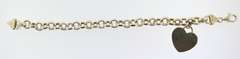 Italian Sterling Silver Rolo Chain hear charm Bracelet