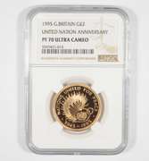 PF70 UCAM 1995 Great Britain 2 Gold Pounds United Nation Anniv NGC