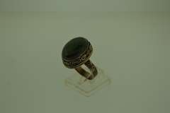 Sterling Silver Oval Green Stone Ring