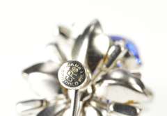 Gold Filled 1960's Sim. Sapphire Floral Screw Back Earrings